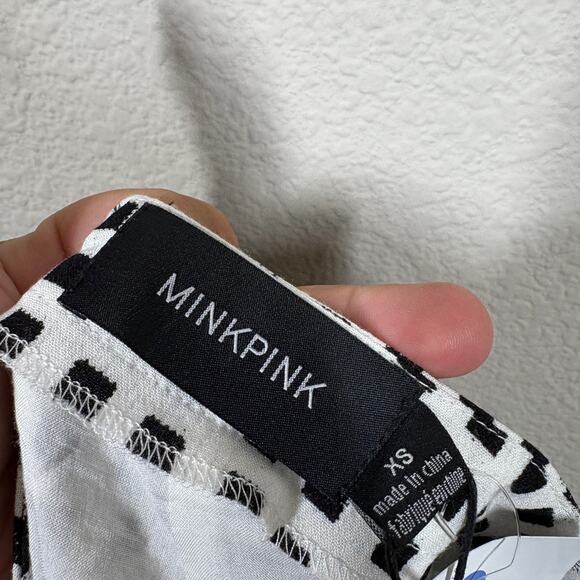 Minkpink Womens XS Gingham Shorts Black Pleated Flared High Waisted Pockets - Picture 9 of 10